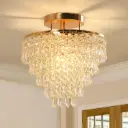 Crystal Chandelier Gold Crystal Flush Mount Ceiling