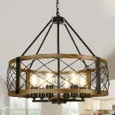 Wood Grain Finish Farmhouse Chandelier