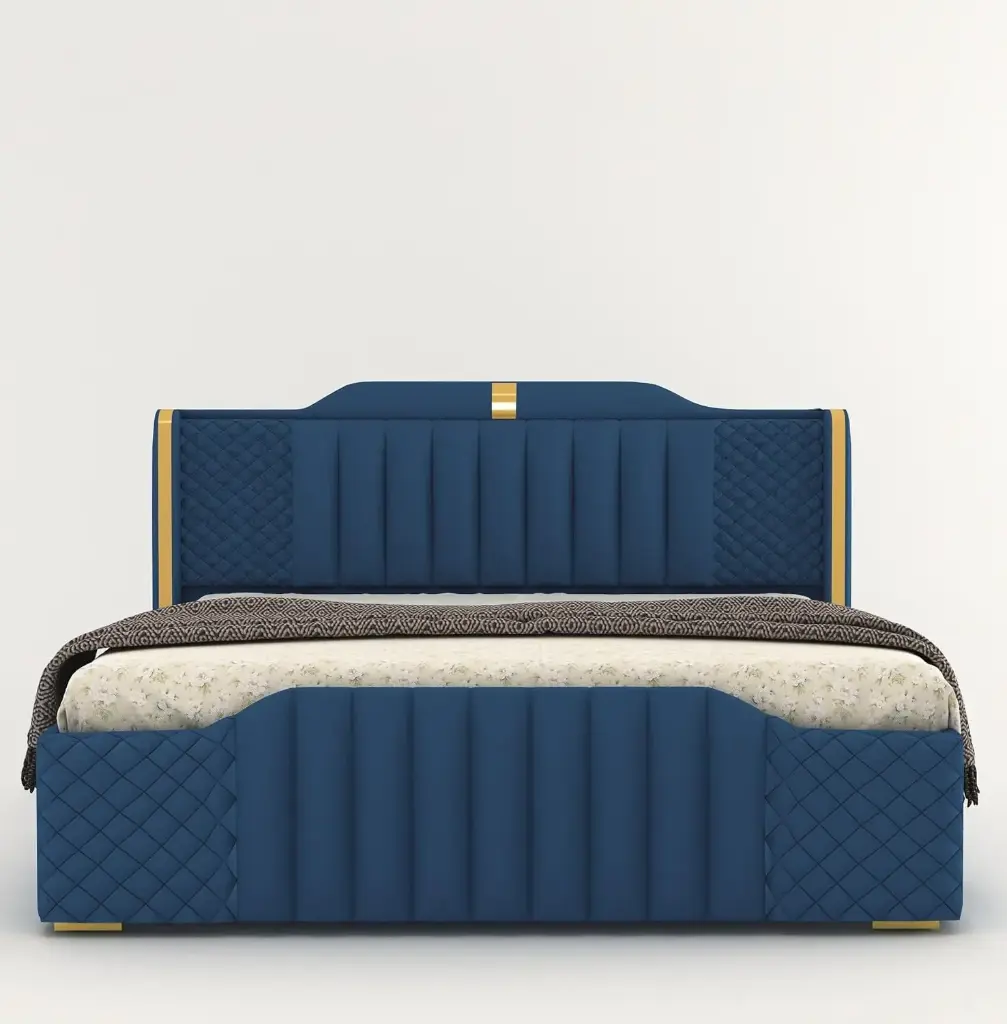 SABTA Modern Upholstered King Size Bed with Storage