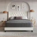 Modern Upholstered Polished Queen Size Bed For Bedroom
