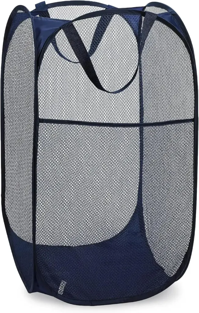 Handy Laundry Collapsible Mesh Foldable Hamper 14" x 14' x 24" Navy Blue