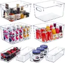 Set of 8 Clear Plastic Storage Bins