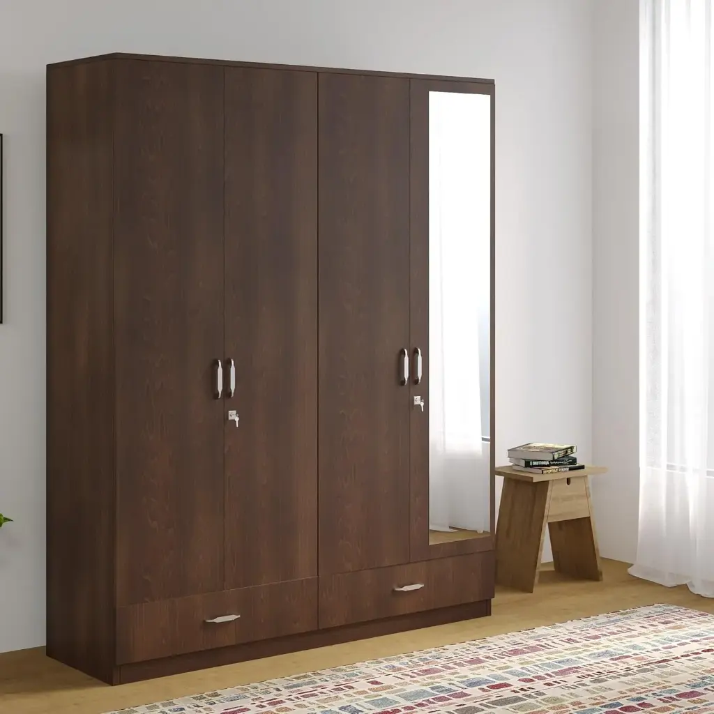 Mozart Neo 4 Door Wooden Wardrobe with Mirror for Bedroom