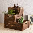 Hamdan Collection Set of 3 Rustic Wood Nesting Crates