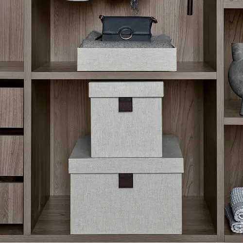 Rustic Fabric Storage Boxes (Set of 3)