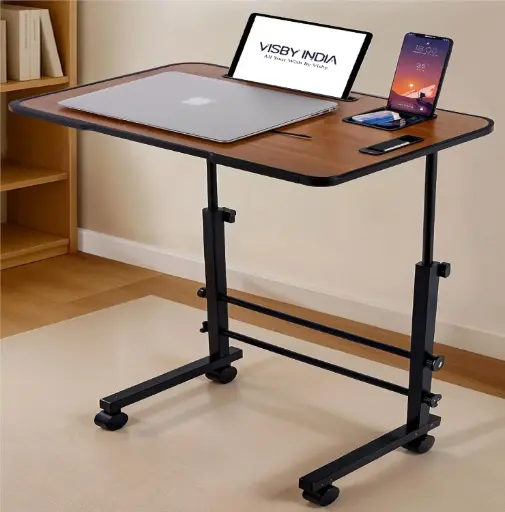 Wooden Multipurpose Adjustable Height Table with Wheels 