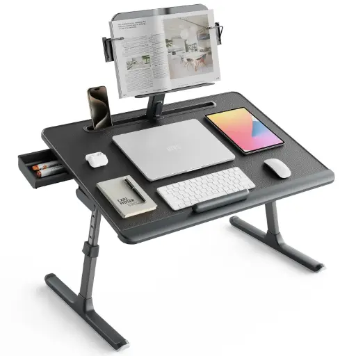 SAIJI Adjustable Laptop Table with Book Stand