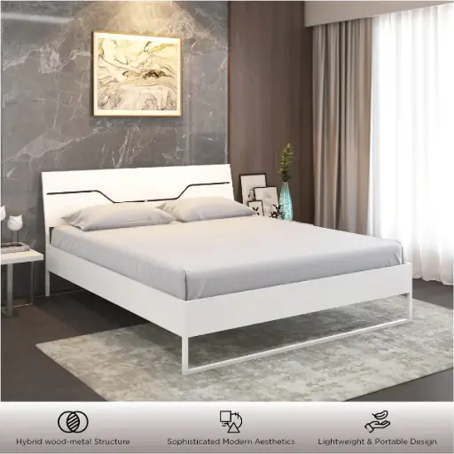 Nilkamal SLEEP Hybrid Wood and Metal Structure Grande Queen Size Bed