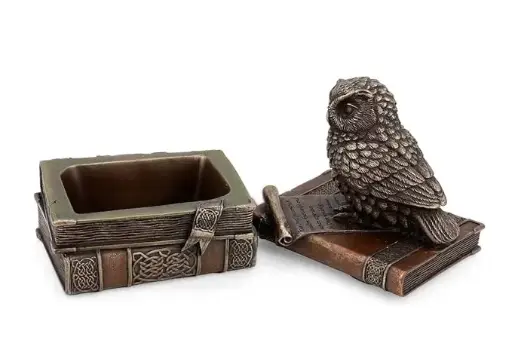 Collectible Vintage Indian Bronze Mythical Owl Jewellery Box 