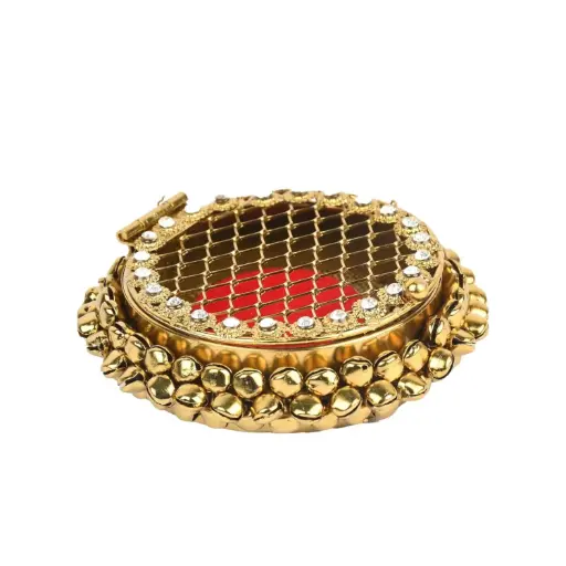 Lushure Gold and Silver Coin Ginni Metal Mesh Small Vintage Ring Box