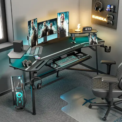 EUREKA ERGONOMIC Metal Gaming Desk With Keyboard